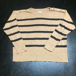Croft & Barrow Tan and Black Striped Women's Sweatshirt